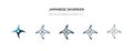 Japanese shuriken icon in different style vector illustration. two colored and black japanese shuriken vector icons designed in Royalty Free Stock Photo