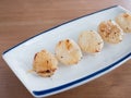 Japanese skewered salt seasoned scallops