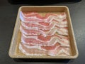 Japanese sliced pork on dish for shabu shabu sukiyaki