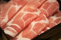 Japanese sliced pork on dish for shabu shabu
