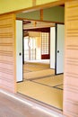 Japanese sliding doors and tatami floor Royalty Free Stock Photo