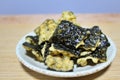 Japanese snack: nori tempura (deep fried seaweed)