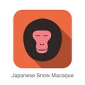 Japanese snow macaque face flat icon design, vector illustration