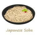 Japanese soba icon, cartoon style