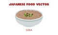 Japanese Soba noodle soup bowl flat vector design illustration, clipart cartoon style. Asian food. Japanese cuisine. Japanese food