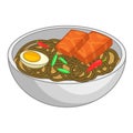 Japanese soup with green tea soba noodles icon