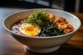 Japanese soup ramen noodles with meat and egg tonkotsu