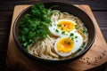 Japanese soup ramen noodles with meat and egg tonkotsu