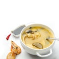 Japanese soup with seafood, shrimp, soybean Royalty Free Stock Photo