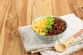 Japanese Spicy Beef Soboro with Scrambled Egg, Rice, and Green Onion