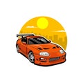 Japanese Sport Car Vector Illustration. Best for Automotive Tshirt Design