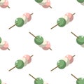 Japanese spring Dango dessert seamless pattern. Hanami Dango. Spring snack for sakura season Royalty Free Stock Photo