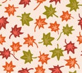 Japanese Spring Maple Leaf Vector Seamless Pattern
