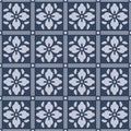 Japanese Square Flower Vector Seamless Pattern