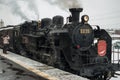 Japanese steam locomotive in winter Royalty Free Stock Photo