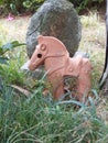 Japanese old horse figurine green yard