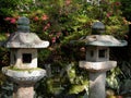 Japanese stone lanterns Royalty Free Stock Photo