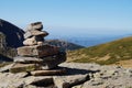 Japanese stone pyramid on top of mountain, balance concept Royalty Free Stock Photo