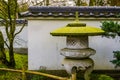 Japanese stone tower in a Asian garden, Traditional garden architecture Royalty Free Stock Photo