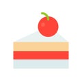 Japanese strawberry shortcake vector illustration, flat style icon Royalty Free Stock Photo