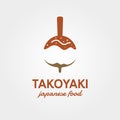 Japanese street food takoyaki logo vector symbol illustration design