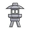 Japanese street ground lamp in metal corpus isolated illustration