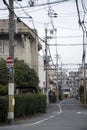 Japanese street with local housing and shop houses in Kyoto Japa