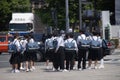 Japanese students on the street.