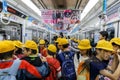 Japanese Students on a Subway Train in Osaka