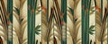 Japanese style flower and leaf pattern. Bamboo, hemp and lotus illustration on green background. Royalty Free Stock Photo