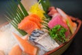 Japanese style food .fresh raw fish mixed ,sashimi Royalty Free Stock Photo