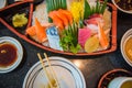 Japanese style food .fresh raw fish mixed ,sashimi Royalty Free Stock Photo