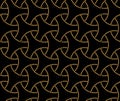 Japanese style golden seamless pattern background image round curve cross dot line frame