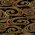 Japanese style golden seamless pattern background image spiral vortex cross wave line