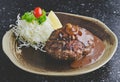 Japanese style hamburger grilled with gravy sauce