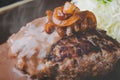 Japanese style hamburger grilled with gravy sauce