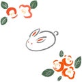 Japanese style image of bunny and camellias