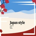 japanese style, mountain landscape and sakura in flat style. Design background, poster, sample Royalty Free Stock Photo