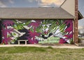 Japanese style mural by tattoo artists Josh \'Horioke\' Ross and Cody Wallenius in downtown Edmond, Oklahoma.