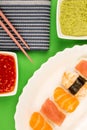 Japanese Style Prawn Salmon And Tuna Nigiri Sushi