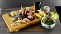 Japanese style raw fish sashimi sushi plate Royalty Free Stock Photo