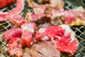 Japanese style Raw fresh beef on hot barbecue grill . Royalty Free Stock Photo