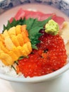 Japanese style raw seafood rice Royalty Free Stock Photo