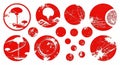 Japanese Style Red Circle Elements Set Royalty Free Stock Photo