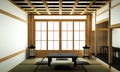 Japanese style room interior design. 3D rendering Royalty Free Stock Photo