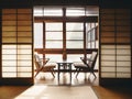 Japanese style room Interior with retro chair Japan house living Royalty Free Stock Photo