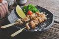 Japanese style skewers chicken skin grilled Royalty Free Stock Photo