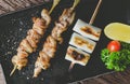 Japanese style skewers chicken skin grilled Royalty Free Stock Photo