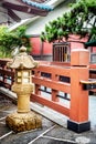 Japanese-style stone lantern and walkway Royalty Free Stock Photo