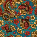 Japanese style vintage colorful seamless pattern Royalty Free Stock Photo
